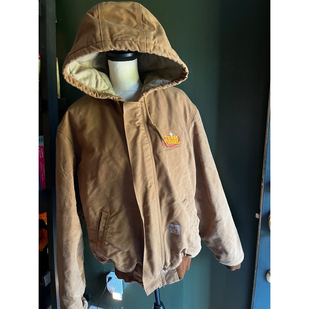 Carhartt FR Flame Resistant Duck Hooded Jacket Brown Team Fishel 101621 Mens M